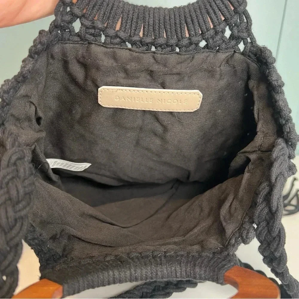 Danielle Nicole‎ Black Macramé Boho Crossbody/Handbag with Fringe. - Picture 4 of 16